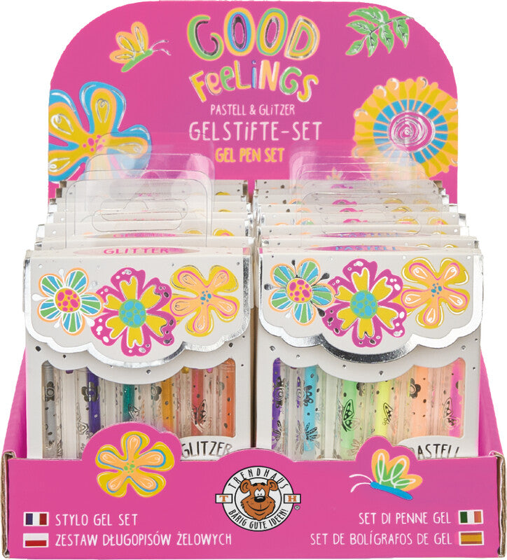 Trendhaus Gelschreiber, Kappe – Farben sortiert, glitzernd, für dunkles Papier, 6er-Set