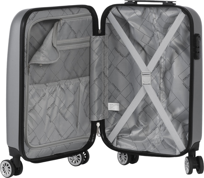 Worldpack Kofferset Diamond 3-teilig – Hartschale, 4 Doppelrollen, Hellgrau