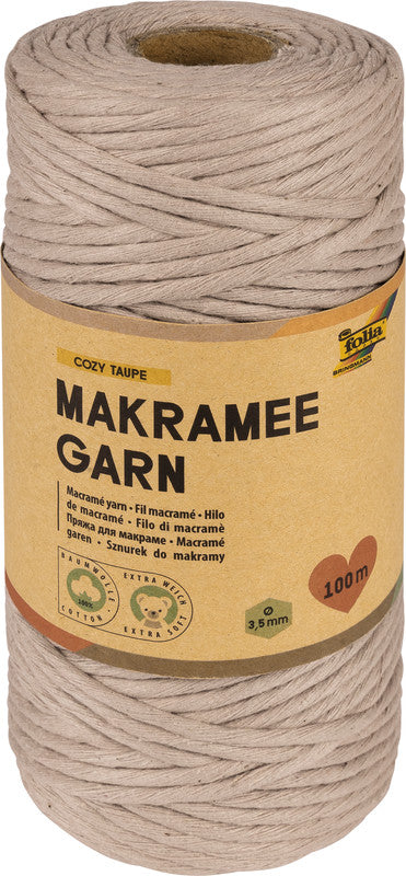 Folia Makramee Baumwollgarn – taupe – Ø 3,5 mm – 100 m