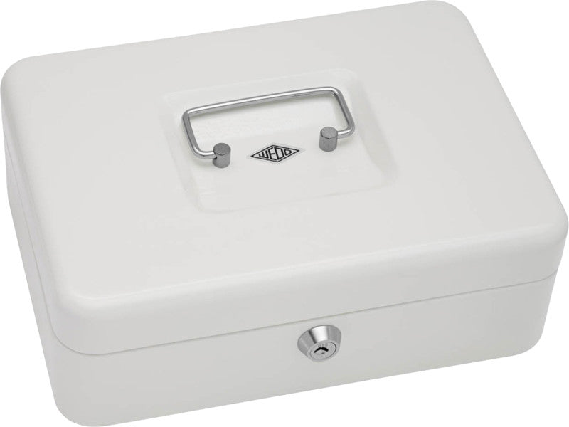 Wedo Geldkassette – mit Schlüssel – 25 × 18 × 9 cm – Weiss – Stahl