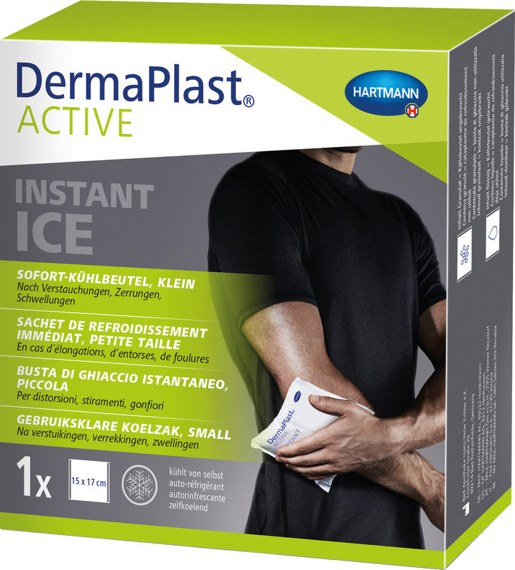 DermaPlast Active Sofort-Kühlbeutel – 150 × 170 mm, weiss, hautfreundlich, mit Vlies-Schutzhülle
