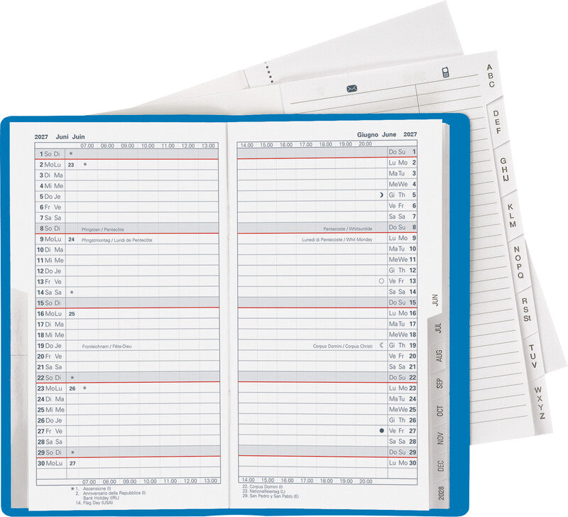Biella Luzern Agenda – 1 Monat/2 Seiten, geheftet, 8,7 × 15,3 cm, 15 Monate Okt–Dez, blau, PEFC