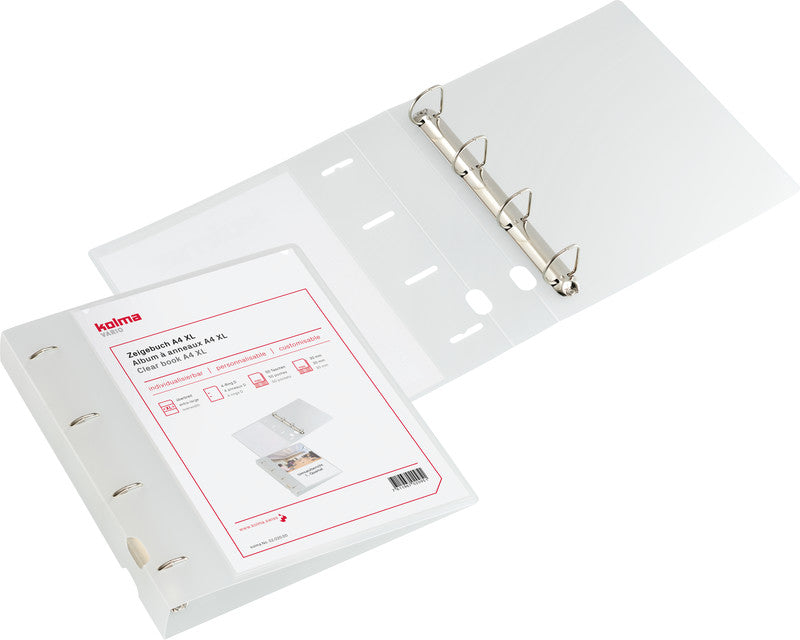 Kolma Sichtbuch Vario XL – A4, mit Fronttasche, 4-Ring-Bügelmechanik, transparent, Kunststoff