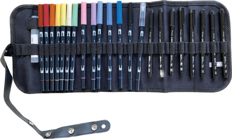 Tombow Geschenkset Handlettering – 13 ABT Brush Pen, 6 Mono Drawing Pen, Übungsbuch, Bristolpapier-Block