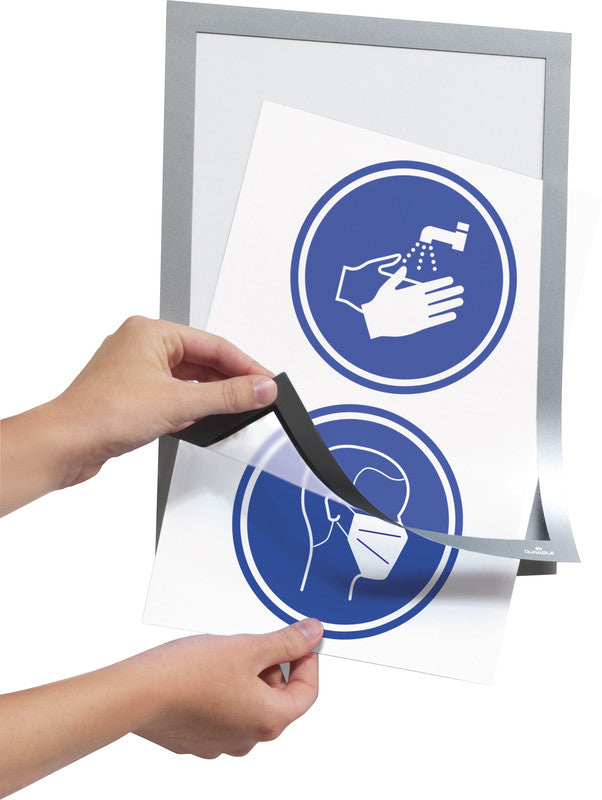 Durable DURAFRAME Magnetrahmen – A4 – Silber – 2er-Pack