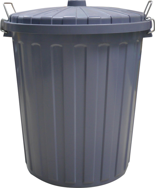 Helit Abfallcontainer – 73 l – mit Deckel – Kunststoff, Grau – Ø 510 × H 630 mm
