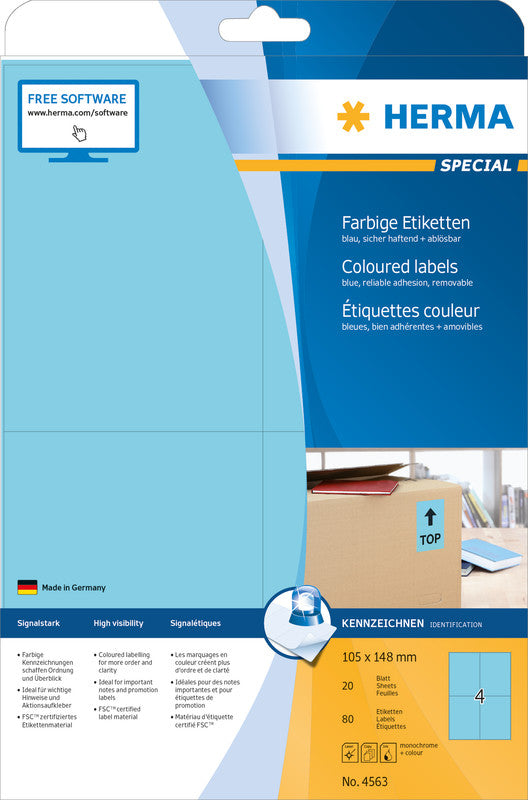 HERMA Etiketten, blau, selbstklebend