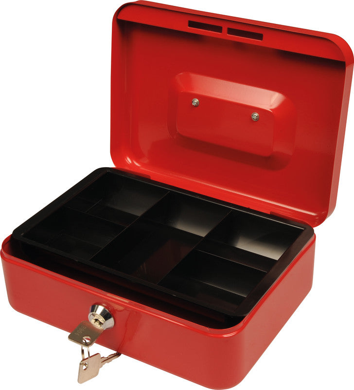 Q-Connect – Geldkassette – mit Schlüssel – 20,7 × 15,7 × 7,7 cm – Rot – Stahl