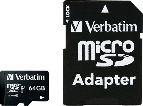 Verbatim microSDXC-Karte – 64 GB, Klasse 10, inkl. SD-Adapter