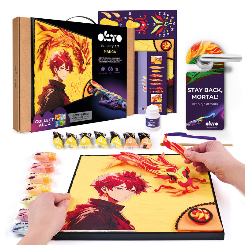 Okto Sensory Art – Modelliermasse-Set Air Clay 3D Painting Manga – ab 10 Jahren – 290 × 290 mm