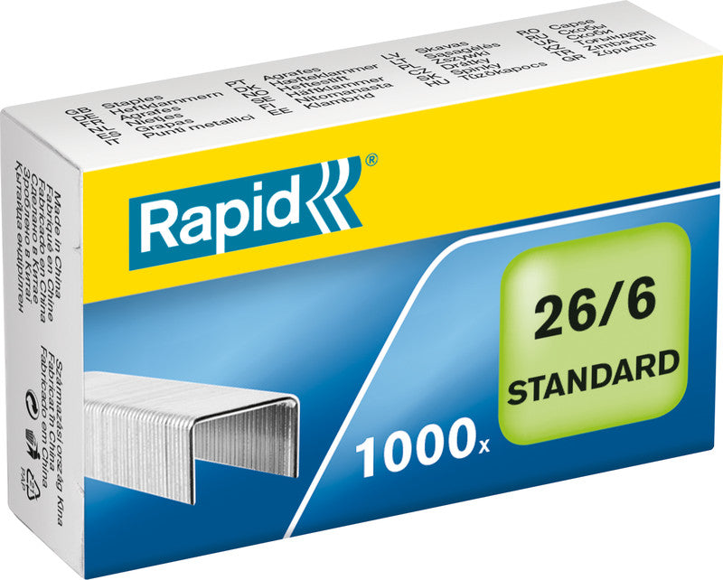 Rapid Heftklammern 26/6 – 6 mm – Metall, silber – 1000 Stk.