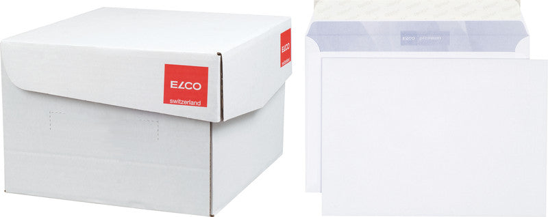 Elco Couvert C5 (229 × 162 mm), ohne Fenster, haftklebend (Optifix), hochweiss, 120 g/m², Papier – 500 Stk.