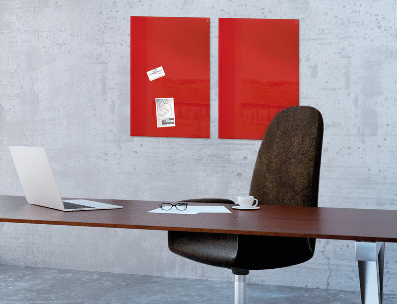 Sigel Whiteboard – 60 × 40 cm, Glas, magnetisch, Wandmontage, inkl. SuperDym Magnetwürfel, Montagesatz