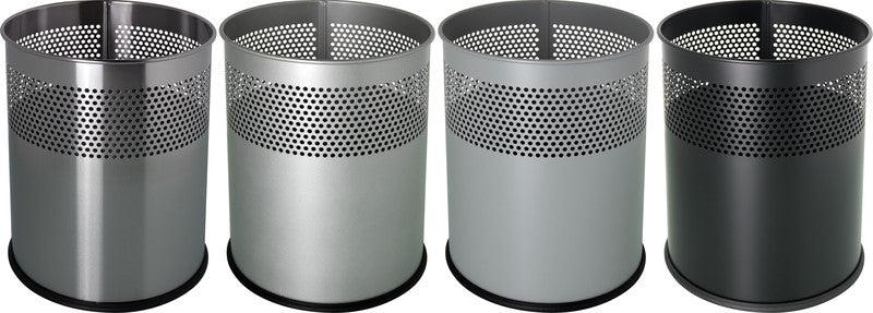 Helit Papierkorb the dot – 18 l – Stahl, silber – Ø 240 × H 325 mm