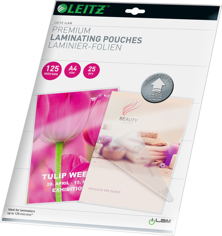 Leitz Laminierfolien A4, glänzend – 125 µm, 216 × 303 mm, 25 Stk.
