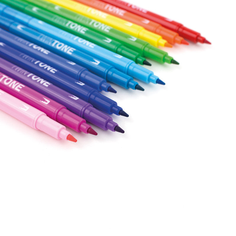 Tombow Filzstifte TwinTone, Strichbreite 0,3–0,8 mm, 12 Farben