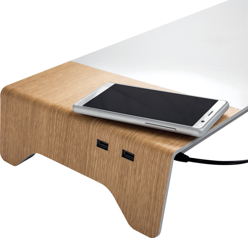 Sigel Smartstyle – Monitorhalterung, 5 kg, Induktionsladefunktion, USB-Anschlüsse, Silber
