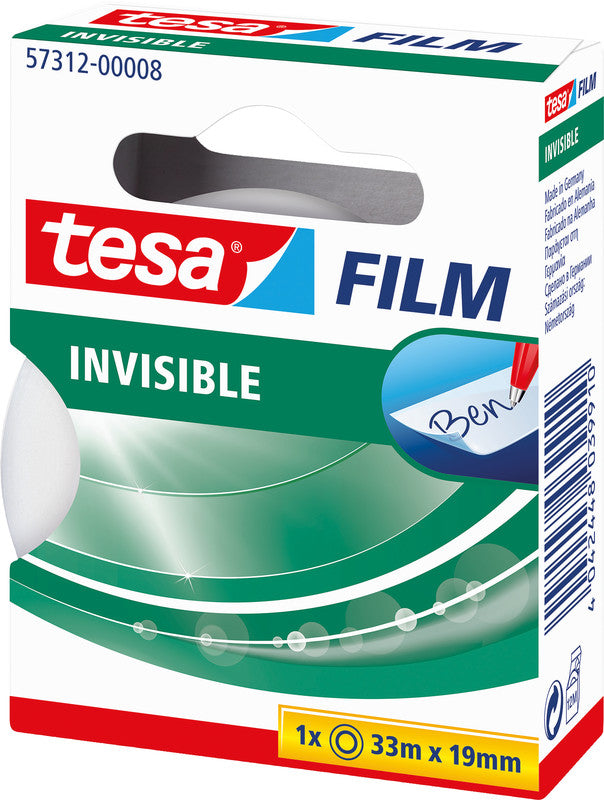 TESA Klebeband Film unsichtbar – permanent, matt, Kunststoff, 19 mm × 33 m, transparent