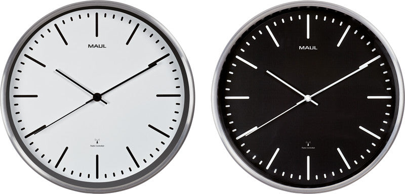 MAUL Wanduhr fly – Funk – Ø 30,5 cm, weiss, Aluminium