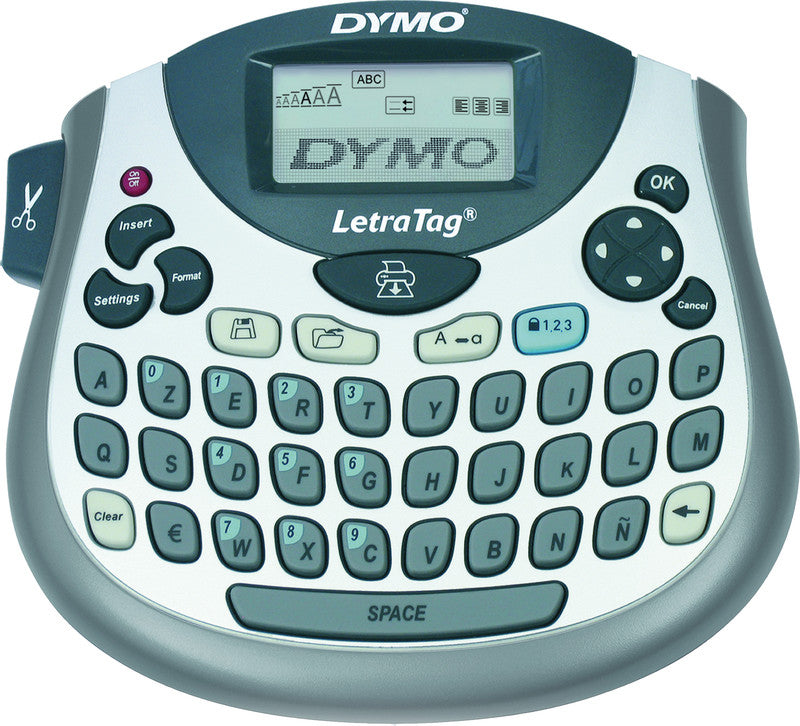 DYMO LetraTag LT-100T – Beschriftungsgerät, für LT-Bänder 12 mm, 2-zeilig, LC-Display, batteriebetrieben
