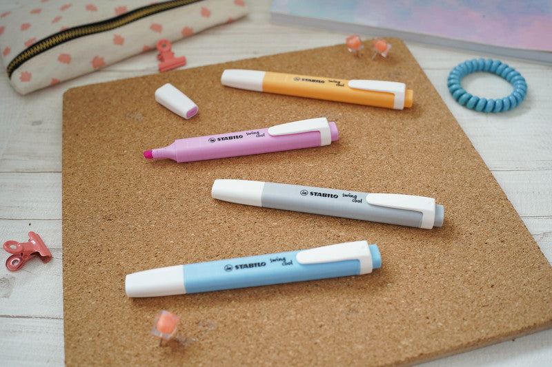 STABILO swing cool Textmarker Set 8 Pastellfarben – Keilspitze, 1–4 mm