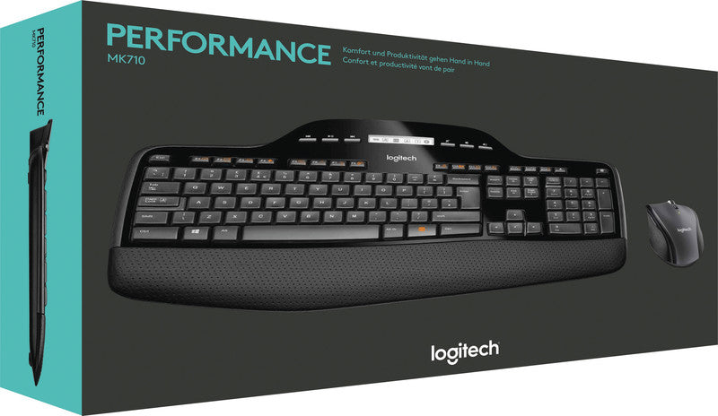 Logitech MK710 – Tastatur, kabellos (Bluetooth/2,4 GHz), DE-Layout (DE), Fullsize (mit Ziffernblock), mit Handballenauflage