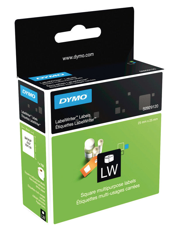 DYMO Etiketten, 25 mm × 25 mm, weiss, wiederablösbar, für LabelWriter 310, 320, Turbo 330 und andere, 750 Stück