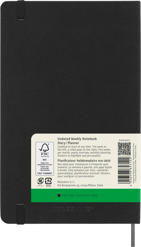 Moleskine Wochenplaner – undatiert, 13 × 21 cm, schwarz