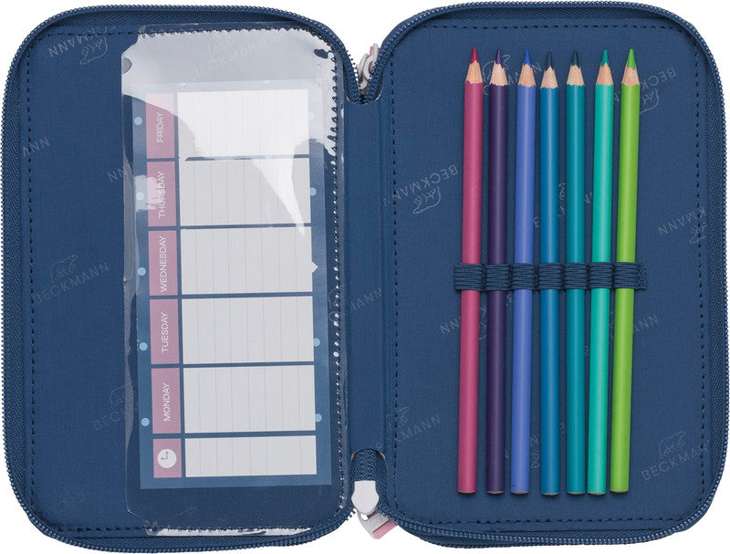 Beckmann Klassisches Etui Triple, gefüllt, 27-teilig – Pet Friends Blau – Kunststoff – 13 × 20,5 × 7 cm