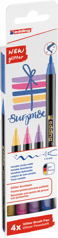 Edding Filzstifte, Strichbreite 0,5–5 mm, 4 Farben