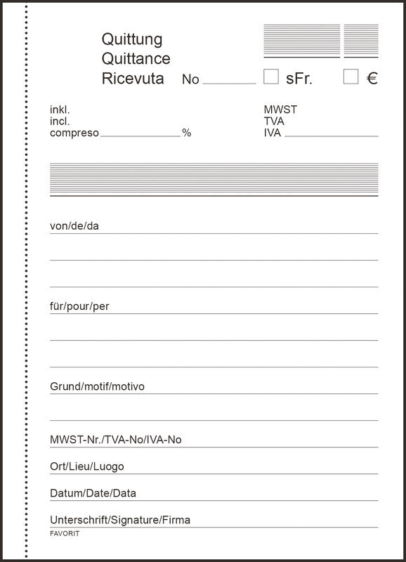 Favorit Formularblock – OK Bonus, mehrsprachig, 84 Blatt, A5