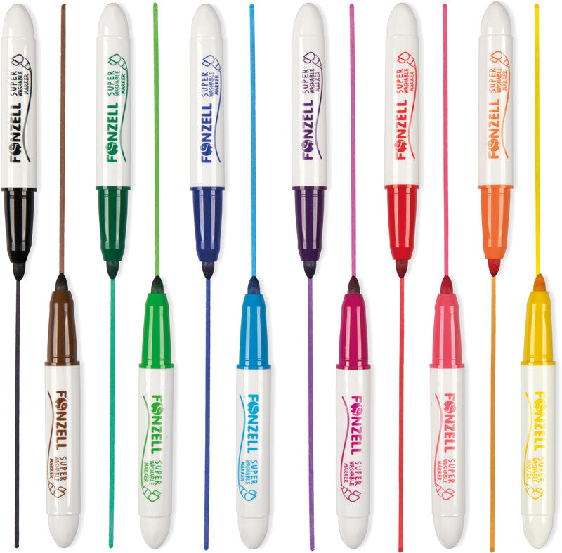 Fonzell Filzstifte, Strichbreite 5,5 mm, 12 Farben