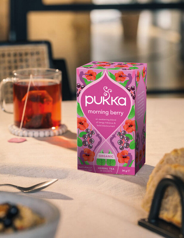 Pukka Teebeutel – Morning Berry – Früchtetee, Bio, kompostierbar – 20 Beutel