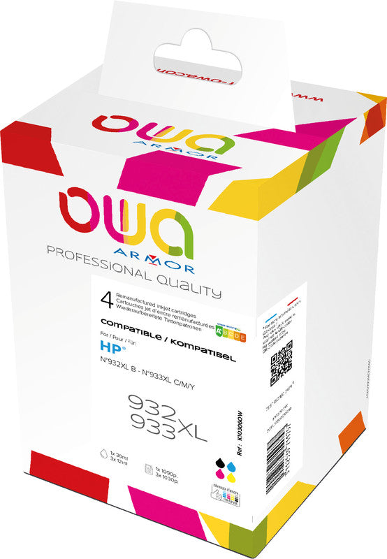Owa Tintenpatronen-Multipack 932XL/933XL, CMYK, 1×30 ml + 3×12 ml – für HP
