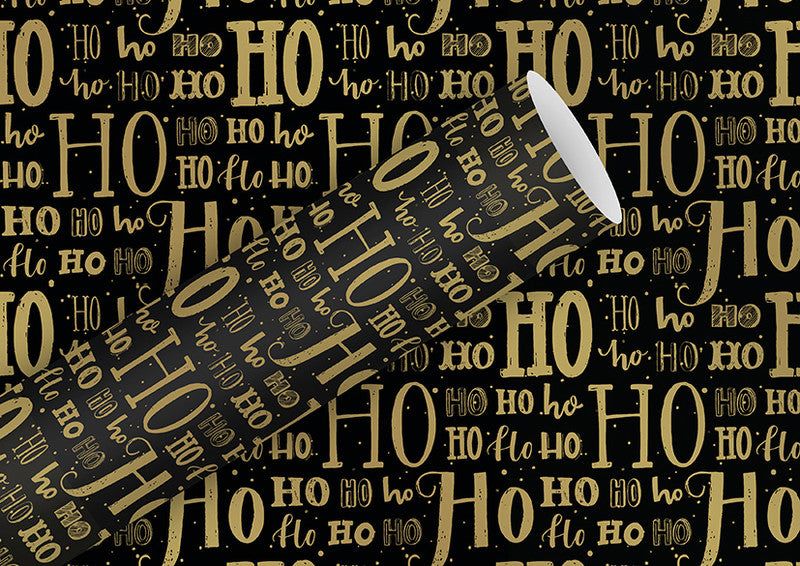Braun + company Geschenkpapier – X-mas Letters – seidenmetallisiert – 700 × 2000 mm – schwarz/gold