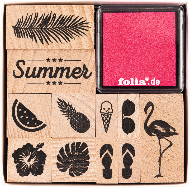 Folia Motivstempel-Set – Sommer, Set zu 13, Kissen sortiert