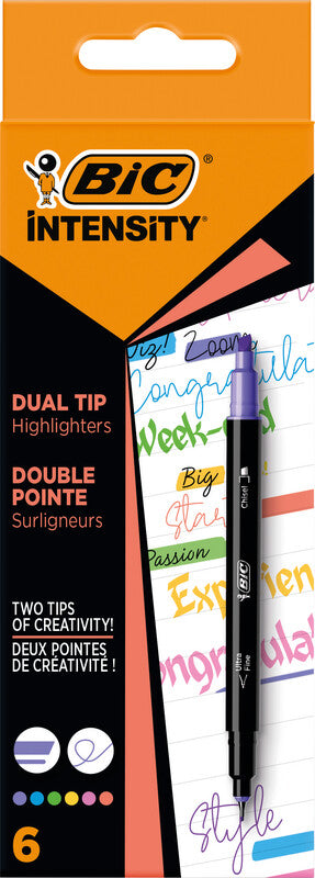 BIC Intensity DualTip Textmarker Set 6 Farben – Dual-Tip
