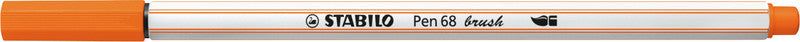 STABILO Pen 68 Brush Fasermaler – Pinselspitze, 1 mm, wasservermalbar, Orange