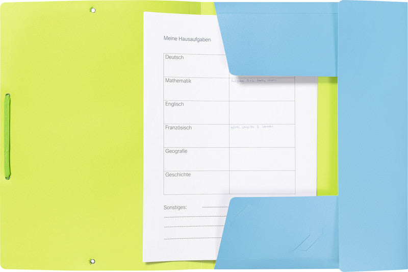 Kolma Sammelmappe für A4, Kunststoff, blau/grün, mit Gummizug