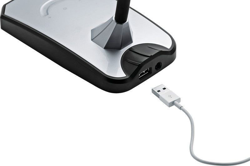Hansa Tischleuchte – 4300 K Neutralweiss, Dimmbar, USB-Anschluss, 300 lm, Schwarz