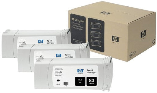 HP Tintenpatronen-Multipack 83, Schwarz, 3er-Pack – für Inkjetdrucker/Multifunktionsgeräte