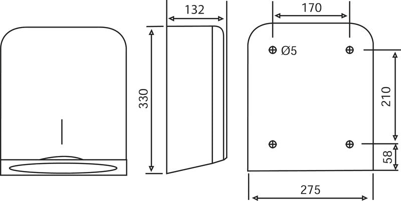 Katrin Falthandtuchspender Edelstahl Silber – für Falthandtücher bis 260 mm – 275 × 330 × 132 mm