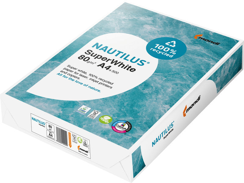 Nautilus Kopierpapier – A4, 80 g/m², hochweiss – für Inkjet/Laser/Kopierer – FSC – 500 Blatt