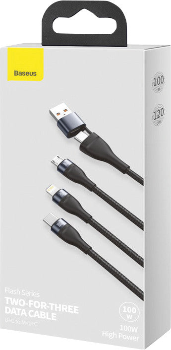 Baseus USB auf USB-C, Lightning, Micro-USB Kabel, 1,2 m, Schwarz