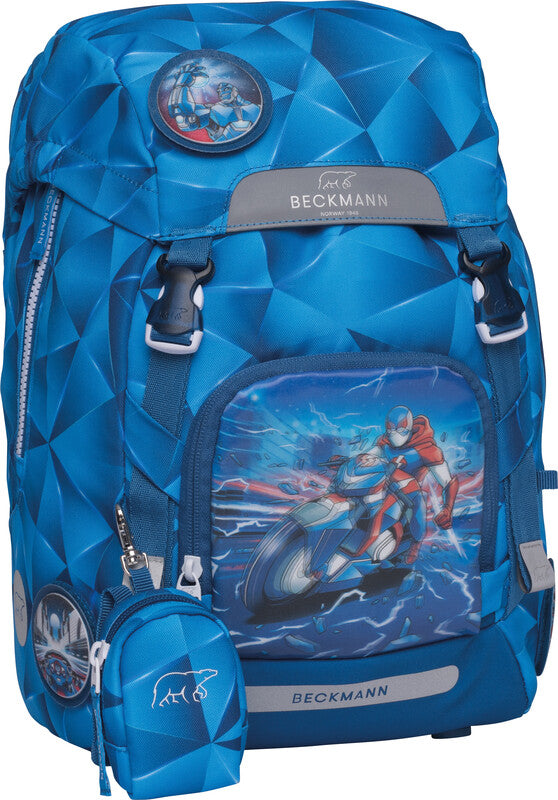 Beckmann Classic Schulrucksack 1st – Blue Lightning – 22 l – aus recycelten PET-Flaschen