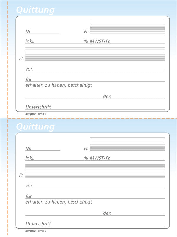 Simplex Formularblock – Quittungen, deutsch, 50 Blatt, A6