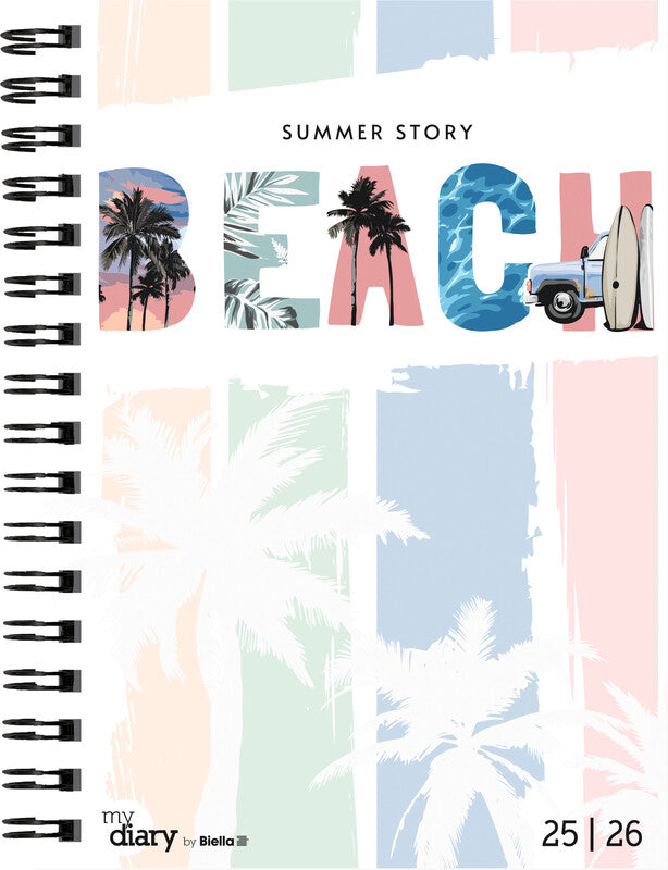 Biella mydiary Schüleragenda – 1 Woche/2 Seiten, Spiralbindung, A5, Aug–Jul, Summer, FSC