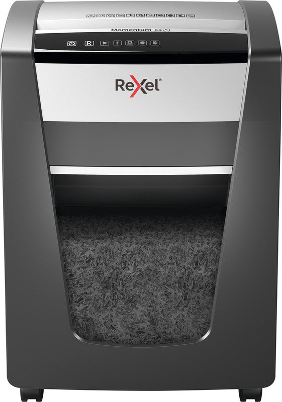 Rexel Momentum X420 – Aktenvernichter, DIN P-4, Partikelschnitt 4 × 40 mm, 20 Blatt, 30 l, A4