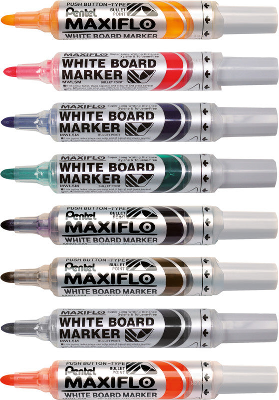 Pentel Whiteboard-Marker Maxiflo MWL5M – Konische Spitze 6 mm – Braun – Trocken abwischbar