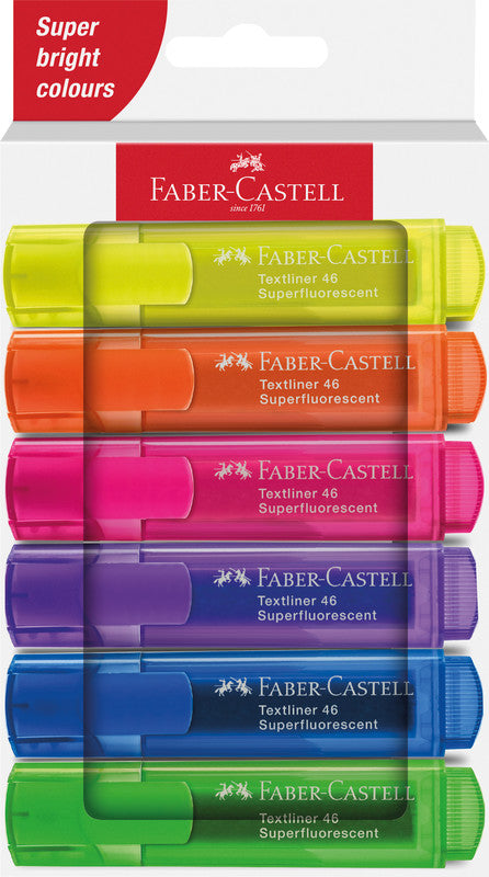 Faber-Castell Textmarker Set 6 Farben – Keilspitze, 1–5 mm, nachfüllbar